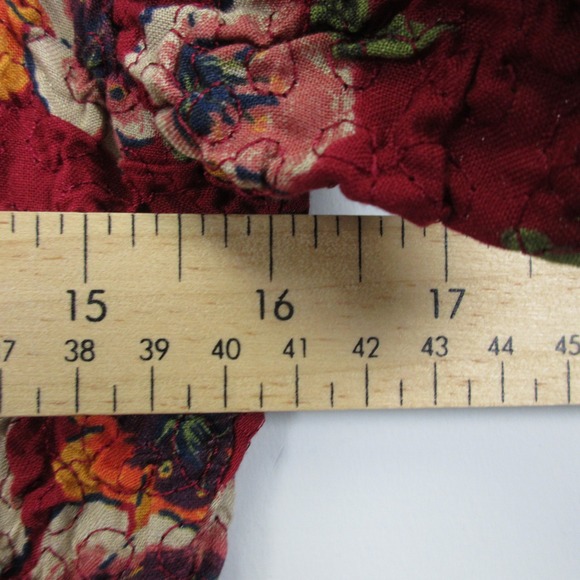 Karen Scott Floral Midi Dress S Red Rayon Smocked Waist Cottagecore Boho Vtg 276 - Picture 5 of 7